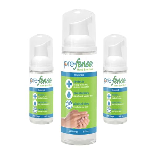 Foam Hand Sanitizer Starter Kit - Kills 99.9% of Common Germs - Alcohol-Free - Moisturizing, Non-Skin Drying, Water-Based Formula - Made in USA - Unscented - 2 x 1.5 oz & 1 x 8 oz Bottles - size: 3.67 Fl Oz (Pack of 3)