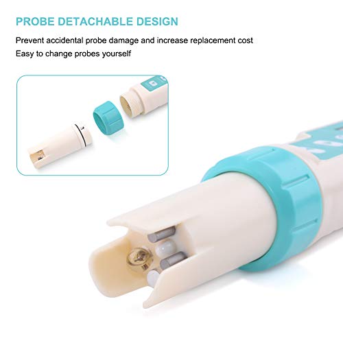 7 in 1 PH Meter Gomass 0.01 High Accuracy ph Tester Digital for Water TDS/EC/Salinity/Temp/ORP/S. G/PH Pen Tester Drinking Water, Hydroponics, Plants, Aquarium and Pool - color: Light blue