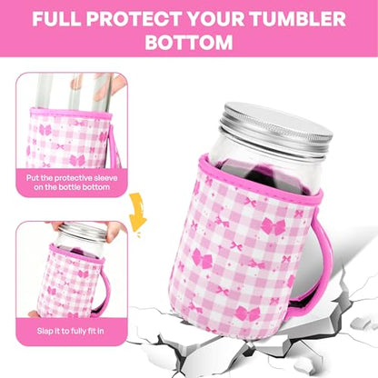 KJQJLY 4 Pcs Mason Jars Sleeves Neoprene 32oz Regular and Wide Mouth Mason Jar Sleeves Holder with Handle (Bows, 32 OZ) - color: Bows, size: 32 OZ
