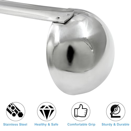 Piutouyar 3 Pcs 2 oz Soup Ladle Set, Stainless Steel Ladle with Long Hooked Handles Kitchen Cooking Serving Ladle Accessories for Cooking Soup Sauce Stews - size: 2 oz