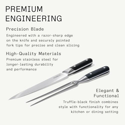 Made In Cookware - Carving Set (Includes Carving Knife and Fork) - Crafted in France - Full Tang with Black POM Handle
