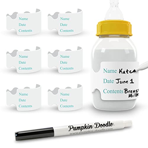 Pumpkin Doodle The Original Write and Reuse Baby Bottle Labels for Daycare - color: White, size: Standard