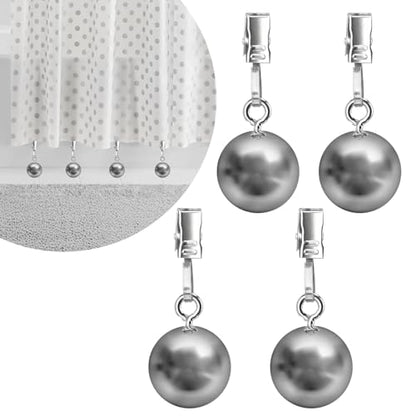 4 Pack Shower Curtain Weights, Prevent Curtain Liner from Blowing Around, Stainless Steel Shower Liner Weights Clip Down Curtain, Garden Flags Tablecloth - size: 4 Pack