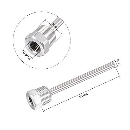 uxcell 8mm Dia G1/2 Thermowell Weldless Stainless Steel 304 with Cable Gland 100mm Length for Beer Fermenter, White - color: White, size: G1/2 x 100mm