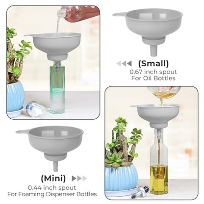 Wide Mouth Kitchen Funnel, Food Grade Plastic Cooking Canning Funnel with 4 Sizes Spouts for Filling Wide and Regular Mason Jars, Spray Dropper Oil Bottle Jug Spices Shampoo Sauce