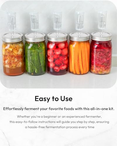 Jillmo Fermentation Lids for Wide Mouth Mason Jars, Stainless Steel Auto Venting Fermenting Lid Kit with Airlocks & Silicone Grommets for Pickles, Kimchi & Sauerkraut, 6 Pack, No Jars Included - size: Pack of 6