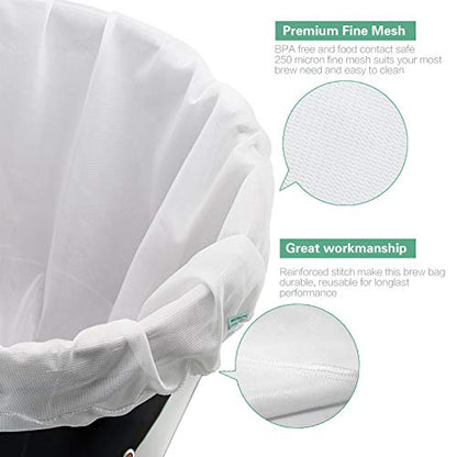 Reusable Brew Bag 2 Pack 24"×32" Large Fine Mesh Bag for Beer | Jumbo Brewing Bag with Drawstring for Fruit Cider Apple Grape Wine Press Drawstring Straining Brew in a Bag - size: 2 pack-24"×32"