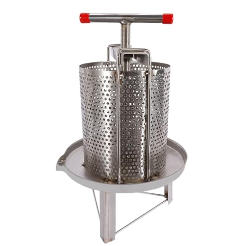 Manual Honey Press Machine, Stainless Steel Honey Extractor with Pressing Disc Mesh Honey Extracter for Households, Restaurants, Beekeeping Farms Freestanding Mounting, Silver
