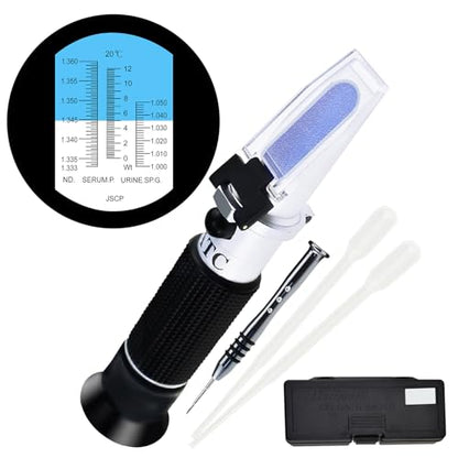 3-in-1 Clinical Refractometer for Human Use with 10-30°C ATC, Serum Protein 0-12g/dl, Urine Specific Gravity 1.000-1.050, Refractive Index 1.333-1.360 RI