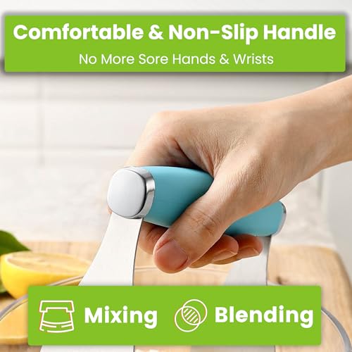Spring Chef XL Stainless Steel Pastry Cutter Tool for Baking - Heavy Duty Dough Blender - Butter & Dough Cutter Tool with Sharp Blades - Pastry Blender for Easy Mixing - Dishwasher Safe - Aqua Sky | Heavy Duty Dough Mixer with Stainless Steel Blades, Butt