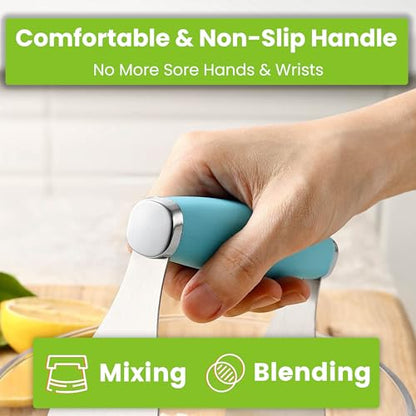 Spring Chef XL Stainless Steel Pastry Cutter Tool for Baking - Heavy Duty Dough Blender - Butter & Dough Cutter Tool with Sharp Blades - Pastry Blender for Easy Mixing - Dishwasher Safe - Aqua Sky | Heavy Duty Dough Mixer with Stainless Steel Blades, Butt