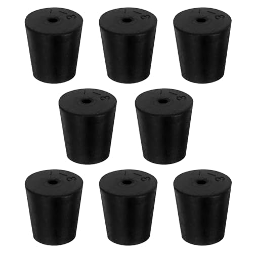 8Pcs Solid Rubber Stopper Bungs - 18MM to 24MM Rubber Tapered Plug Flexible Durable Test Tubes Bungs with Hole, Easy to Insert & Remove for Lab Apparatus Home Flask - color: 18mm to 24mm