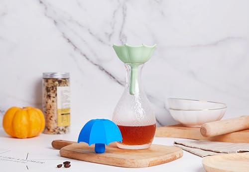 Mushroom Umbrella Funnel, for Filling Bottles or Containers Red Wine, Juice, Milk, Beverages, Silicone Collapsible ，New Year Christmas Birthday Gifts Creative and Practical Gifts(Green)