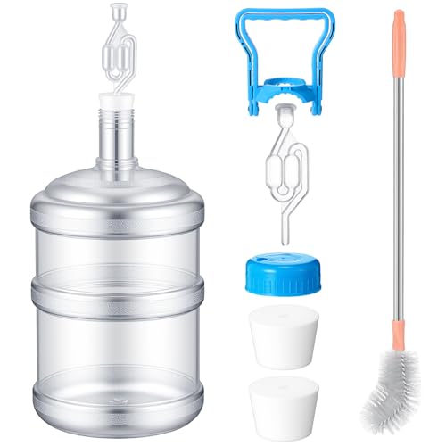 Ziliny 5 Gallon Plastic Fermentation Carboy with Drilled and Undrilled Silicone Stoppers Airlock Handle and Brush Wine Fermenter Beer Fermenting Jug Carboy for Beer Wine Making Equipment