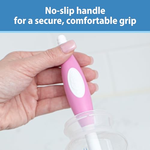 Dr. Brown's Soft Touch No Scratch Baby Bottle Cleaning Brush Nipple Cleaner with Stand and Storage Clip, BPA Free, Pink 1-Pack - style: Pink