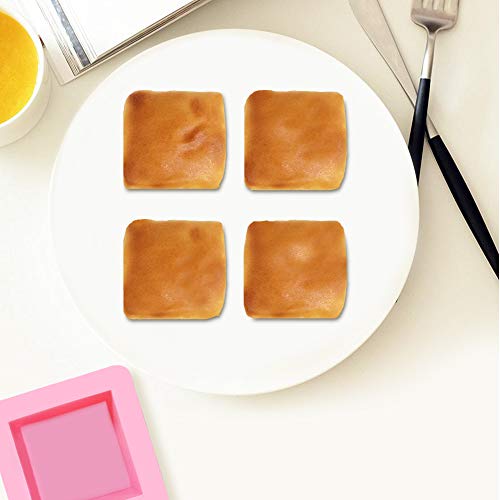 3 Pcs Non-Stick Square Baking Silicone Molds, Quick Release Bread Pan Bakeware Tray for Cheese Cake Tier Cake Handmade Toast Mold Bread Mould Soap Mold - Rose Red, Pink