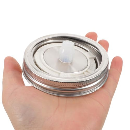 Wide Mouth Mason Jar Fermentation Lids Air Lock Burping Caps for Pickling Stainless Steel Mason Jar Lids Leakproof Seal 2-Pack for Jams and Canning