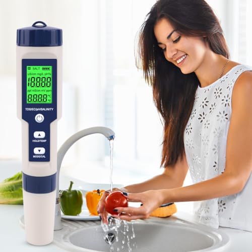 PH Meter for Water 5 in 1 PH Temp TDS and EC Meter,Salinity Meter,PH Tester Digital,TDS Meter Digital Water Tester&Pool Salt Tester for Swimming Pool. - size: 5 in 1