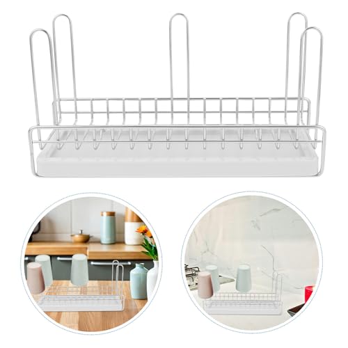 Alipis Stainless Steel Bottle Drying Rack and Desktop Cup Organizer with Drainboard Kitchen Countertop Water Cup Holder for Mason Jars Mugs Sports Bottles