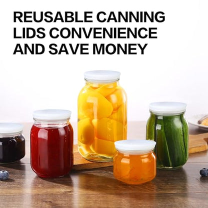 Wide Mouth Mason Jar Lids - Large Mouth Canning Lids Fit for All Wide Mouth Mason Jars,Food Grade Silicone Mason Jar Caps,Dishwasher Safe,Leak Proof Reusable Jar,2 Pack - color: White-2 Pack