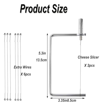 Cheese Slicer Accessories Kitchen Marble Board Cheese Cutter Stainless Steel Components Ideal Making Giftable Cheese Cutting Boards with The Cheese Slicer Kit (2CheesS slicer 6Extra Wires,5inch) - size: 5inch