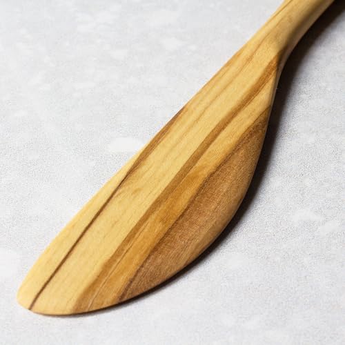 Totally Bamboo Rock & Branch Olive Wood Cheese Spreader Knife, Wooden Kitchen Spreader for Butter, Dips, Soft Cheese, Jams and More, 6-3/4" Long