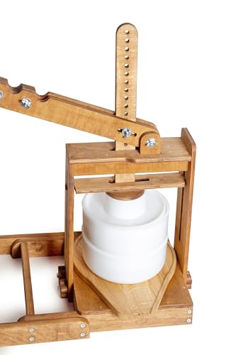 BIG Dutch Wooden Cheese Press - Cheese Making Kit (Wooden Cheese Press with Lever and 2 Cheese Molds 1,3 Qt, 2 Qt, 2 Cheeseclothes)-Cheese Press for Home Cheese Making pressure up to 400 lbs