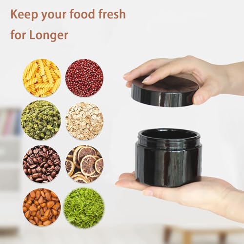 Matoolser Black Glass Storage Jar 250ml Wide Mouth Airtight UV Protection Container for Spice Coffee Matcha