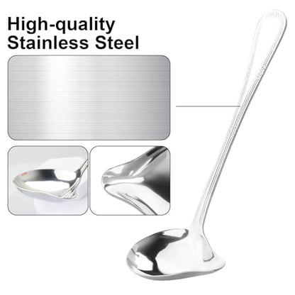 2 Pcs Gravy Spoon Ladle Small Ladle with Pouring Spout 18/10 Stainless Steel Sauce Drizzle Spoon for Spooning Gravies and Sauces, 7.8 Inches