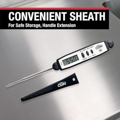 CDN Waterproof Digital Cooking Thermometer Instant Read 2.75" Stainless Shatterproof Ideal for Meat, Poultry, BBQ NSF Certified, Black (DT450X) - color: Black