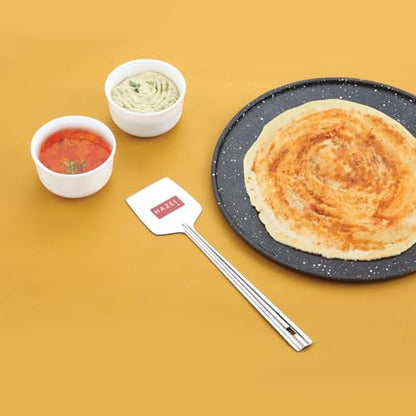 HAZEL Stainless Steel Dosa Flat Base Taveta Tavethi Palta Turner Spoon - size: Set of 1, style: Dosa Tavethi
