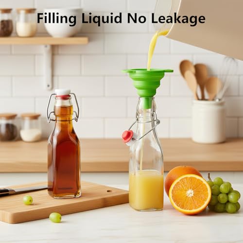Ruckae Square Swing Top Glass Bottles with Lids Kombucha Coquito Flip Top Glass Bottle for Syrup Vanilla Extract Brew Beer Kefir Air Tight Bottles for Gift (8.5 oz 12 pack) - size: 8.5 oz 12 pack