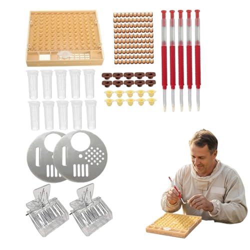Beekeeping Supplies Kit, Plastic Queen Rearing System with Grafting Tool, Cell Cups, and Beehive Accessories for Hive Management, Grafting Tool