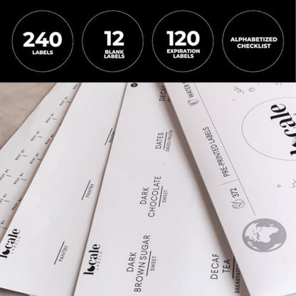 372 Pantry Labels for Global Food Items Including 120 Best by Labels for Food Containers, Jars, Storage, Pantry Organization- Global Pantry Collection (White, Square)