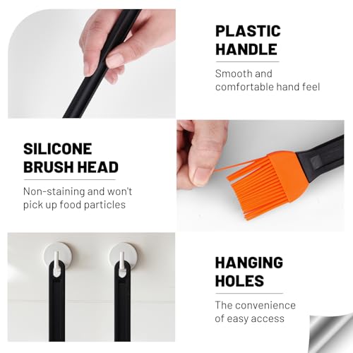 AmoreAngel CRAFTS 14in 2 Tone Silicone Basting Brush, Non-Slip Long Handle | This brush is ideal for high‑heat cooking BBQ, grilling, roasting as well as everyday saucing, egg washing, and basting