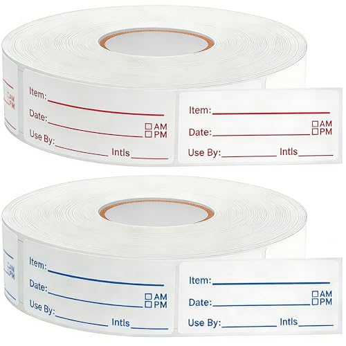 1000Pcs Food Labels, AIMEIKI 2 Rolls 1 x 2 Inch Removable Date Stickers Waterproof Food Storage Stickers for Freezer, Refrigerator, Food Containers Easy Clean No Residue - style: 1x2inch labels