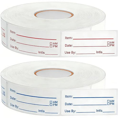 1000Pcs Food Labels, AIMEIKI 2 Rolls 1 x 2 Inch Removable Date Stickers Waterproof Food Storage Stickers for Freezer, Refrigerator, Food Containers Easy Clean No Residue - style: 1x2inch labels