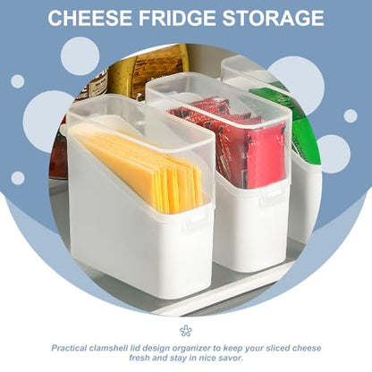 Sealed Cheese Storage Box with Clamshell Lid for Fridge Transparent Food-grade Cheese Container for Freshness Preservation and Kitchen Organization Portable Dairy Storage Box White