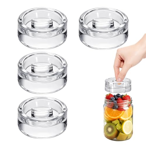 4Pcs Fermentation Glass Weights for Wide Mouth Jars - Pickle Bottles with Sealing Lids for Efficient Fermenting - Durable, Transparent Fermenting Lids and Weights for Sauerkraut, Kimchi (E Elliptical) - size: E Elliptical