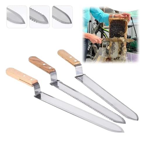 MUSM Stainless Steel Beekeeping Uncapping Knife, Z-Shaped Honey Scraper with Wooden Handle, Beekeeping Supplies for Hive Maintenance