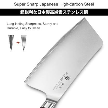 imarku Cleaver Knife 7.5 Inch - Japanese High Carbon Stainless Steel Chopping Knife & Meat Cleaver with Ergonomic Non-Slip Pakkawood Handle for Home Kitchen & Restaurant, Gift for Men & Women - color: Silver walnut
