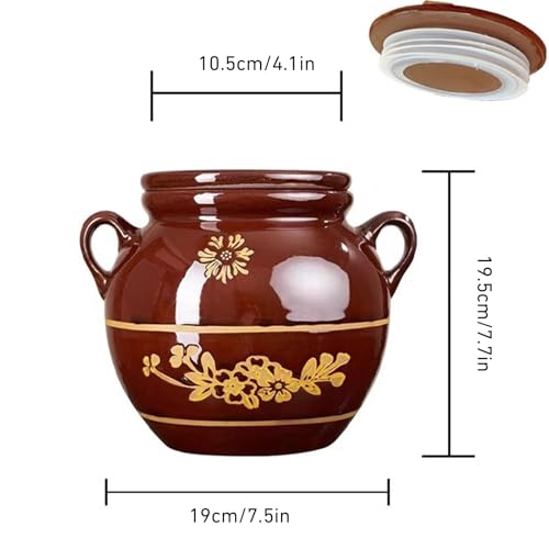 Fermentation Crock Jar Sauerkraut Crock - Ceramic Fermenting Crock with Seal Lid for Fresh Chinese Pickle, Kimchi & Kombucha - Stoneware Pickling Crock,3L - size: 3L