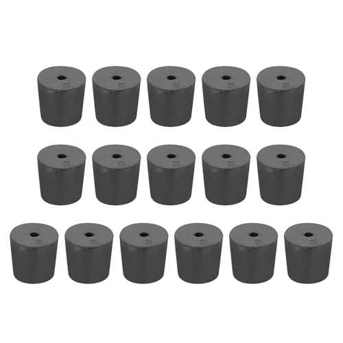 MECCANIXITY Rubber Tapered Plug 23mm to 26mm Solid Test Tubes Bungs Stopper with Hole Black for Lab Home 16 Pieces - size: 23mm-26mm