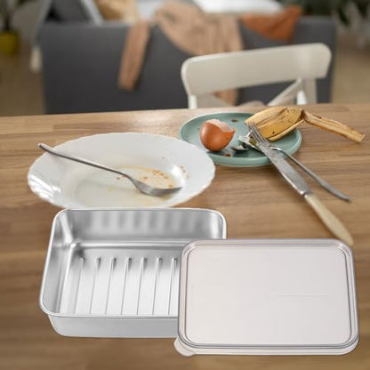 Cabilock Cheese Storage Container with Airtight Lid for Fridge Compact Fresh Box for Bacon Lunch Meat and Butter Food Preservation Organizer 5.31X3.93X1.77In