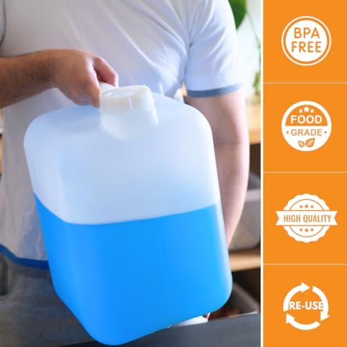 FastRack 5 Gallon Hedpak Jug with Screw Cap | 3-Pack BPA-Free Food-Grade HDPE Water Container, Leak-Resistant White | For Brewing, Fermentation & Emergency Water Storage - size: 3 Pack - 5G