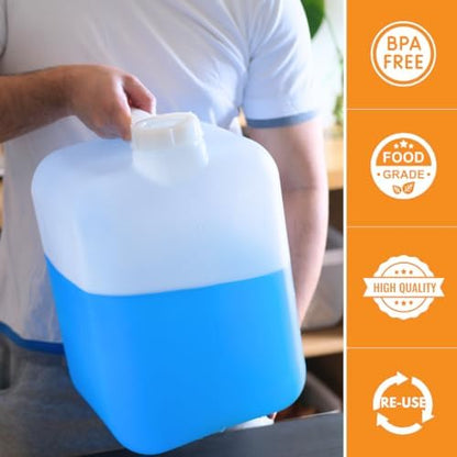 FastRack 5 Gallon Hedpak Jug with Screw Cap | 3-Pack BPA-Free Food-Grade HDPE Water Container, Leak-Resistant White | For Brewing, Fermentation & Emergency Water Storage - size: 3 Pack - 5G