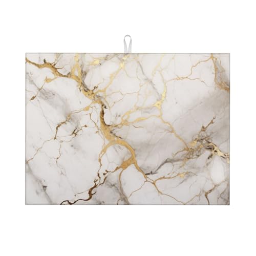 접시 건조 매트 마블 그레이 골드 화이트 주방 카운터용 흡수성 45.7 x 61cm(18 x 24인치) 극세사 접시 접시 유리 건조 배수 패드 양면 세탁 가능 - color: A0134, size: 18" x 24"