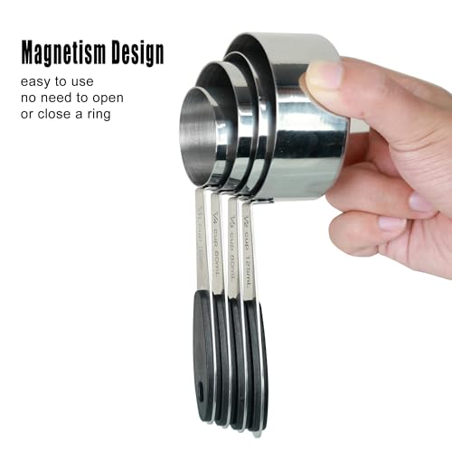 DOTINGHUX 1/2 Cup Magnetic Grips Stainless Steel Measuring Cup -1PCS - size: 1/2 cup