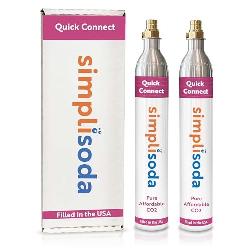 Simpli Soda 60L CO2 Canister Cylinders - Compatible w/Sodastream Quick Connect Only [Including ART, TERRA ENSO & DUO] - Soda Streaming Machine CO2 Tanks Gas Refill, | 14.5 oz, Set of 2 - color: Quick Connect Pink