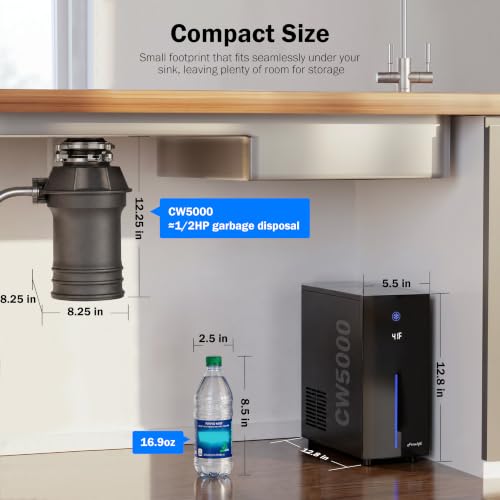 Frizzlife CW5000 Universal Under Sink Chiller Cooling for Water Filters | Cold & Room-temp Outlets Faucet, Compatible with Reverse Osmosis System & Under Sink Filter, 1/4” & 3/8” Quick Connect Set-Up